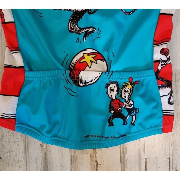 Retro Image Dr. Seuss Women's Size M, 3/4 Zip Cycling Jersey Cat in the Hat - Picture 5 of 7